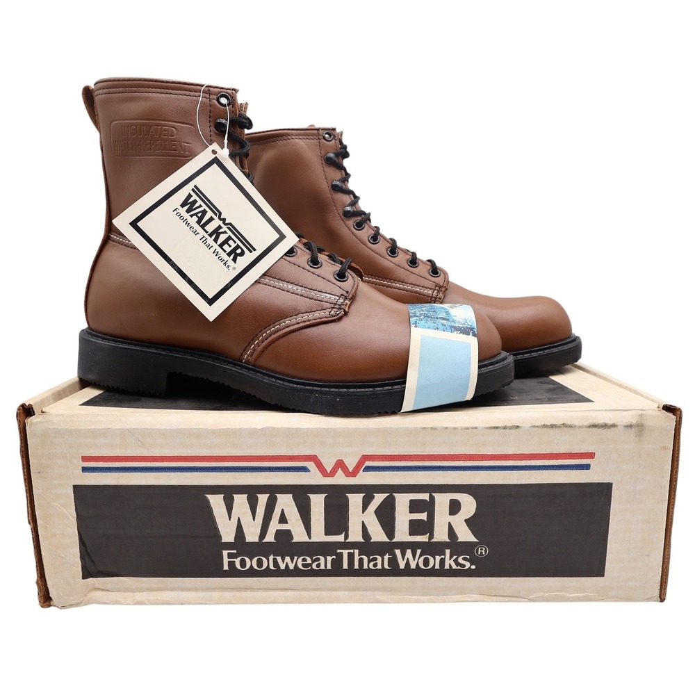 Walker Vintage 80s Work Boots Mens 10.5 EE Brown Leather NWT